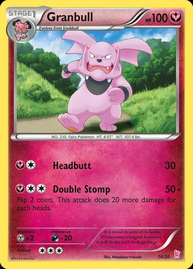 Granbull, XY trainer Kit (Sylveon) 14/30, English card reference; edition and finish may differ
