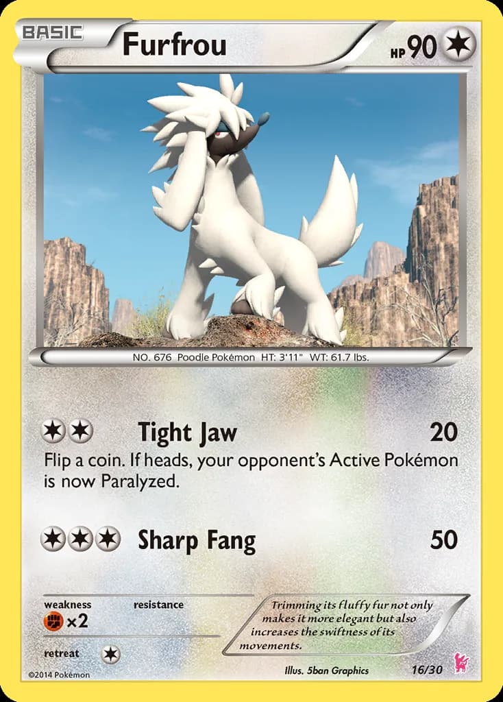 Furfrou, XY trainer Kit (Sylveon) 16/30, English card reference; edition and finish may differ