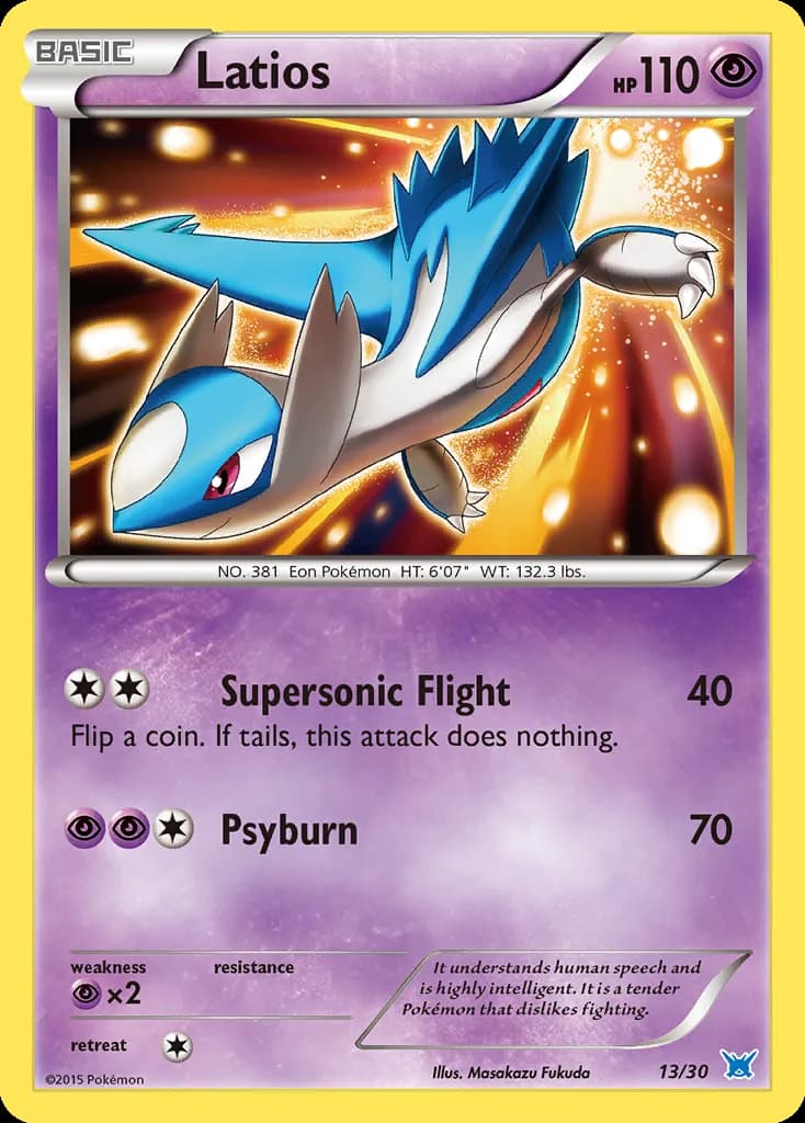 Latios, XY trainer Kit (Latios) 13/30, English card reference; edition and finish may differ
