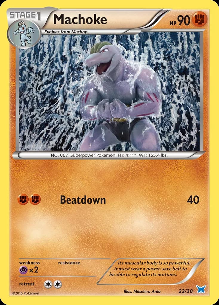 Machoke, XY trainer Kit (Latios) 22/30, English card reference; edition and finish may differ
