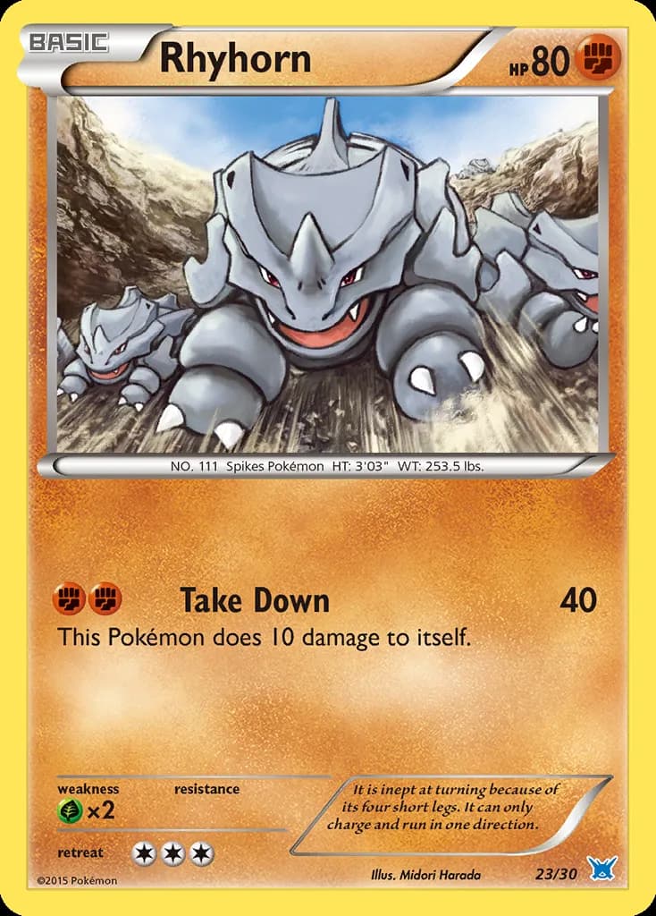Rhyhorn, XY trainer Kit (Latios) 23/30, English card reference; edition and finish may differ