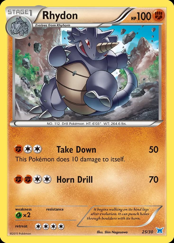 Rhydon, XY trainer Kit (Latios) 25/30, English card reference; edition and finish may differ