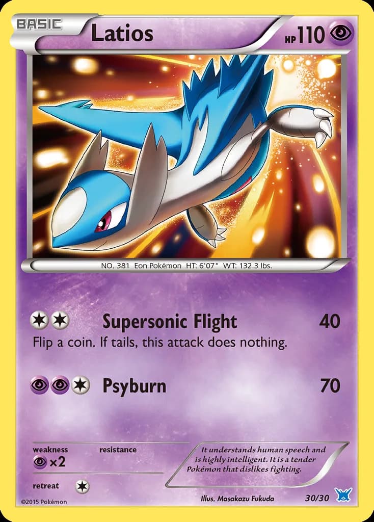 Latios, XY trainer Kit (Latios) 30/30, English card reference; edition and finish may differ