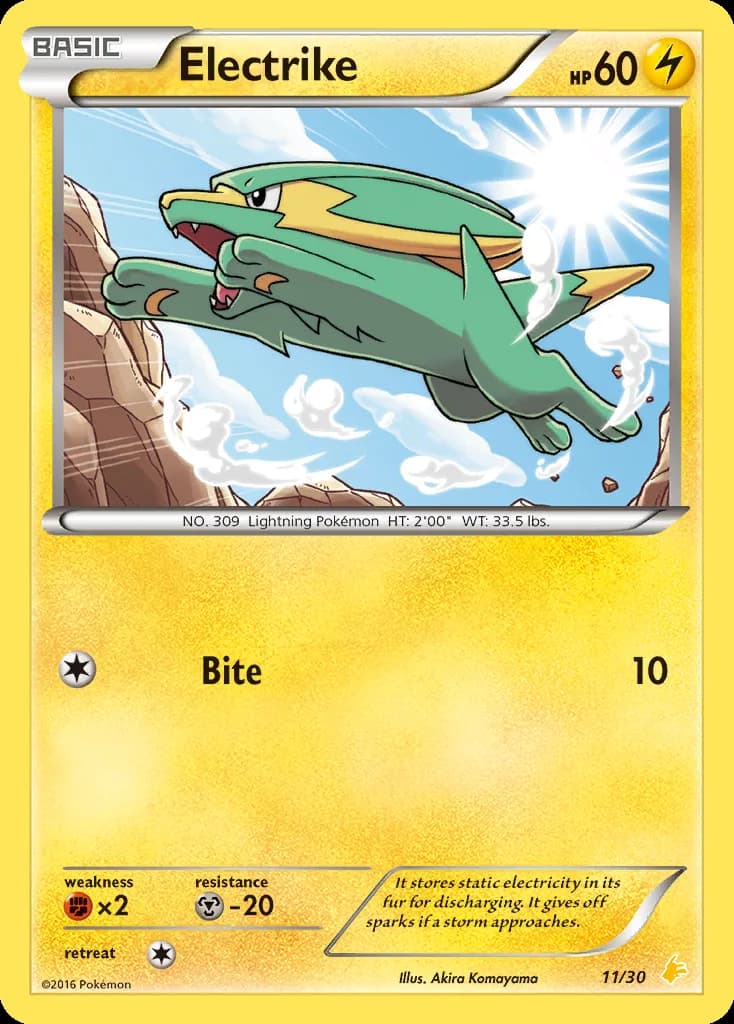 Electrike, XY trainer Kit (Pikachu Libre) 11/30, English card reference; edition and finish may differ