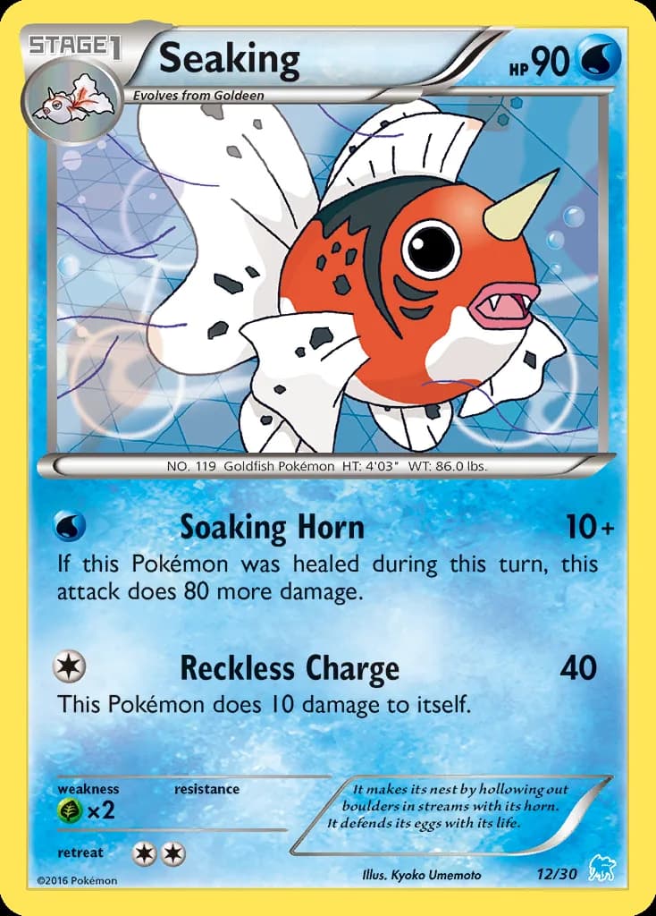 Seaking, XY trainer Kit (Suicune) 12/30, English card reference; edition and finish may differ