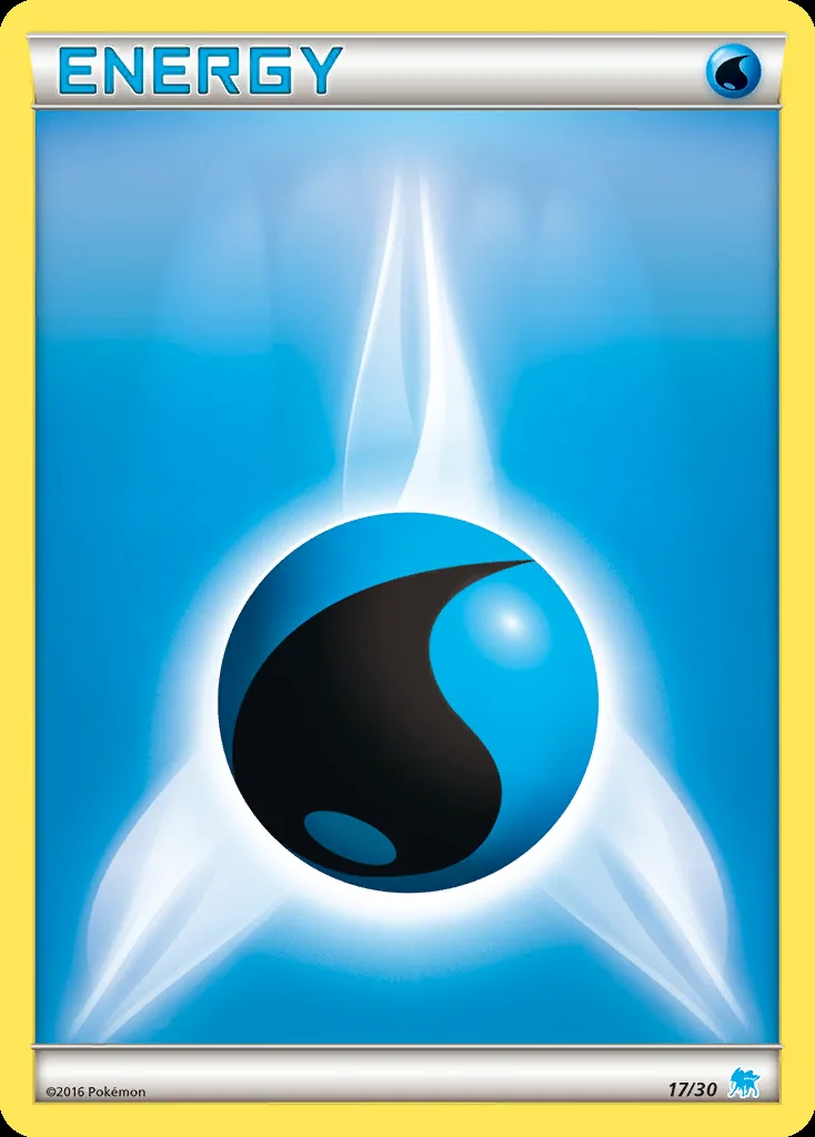 Water Energy, XY trainer Kit (Suicune) 17/30, English card reference; edition and finish may differ