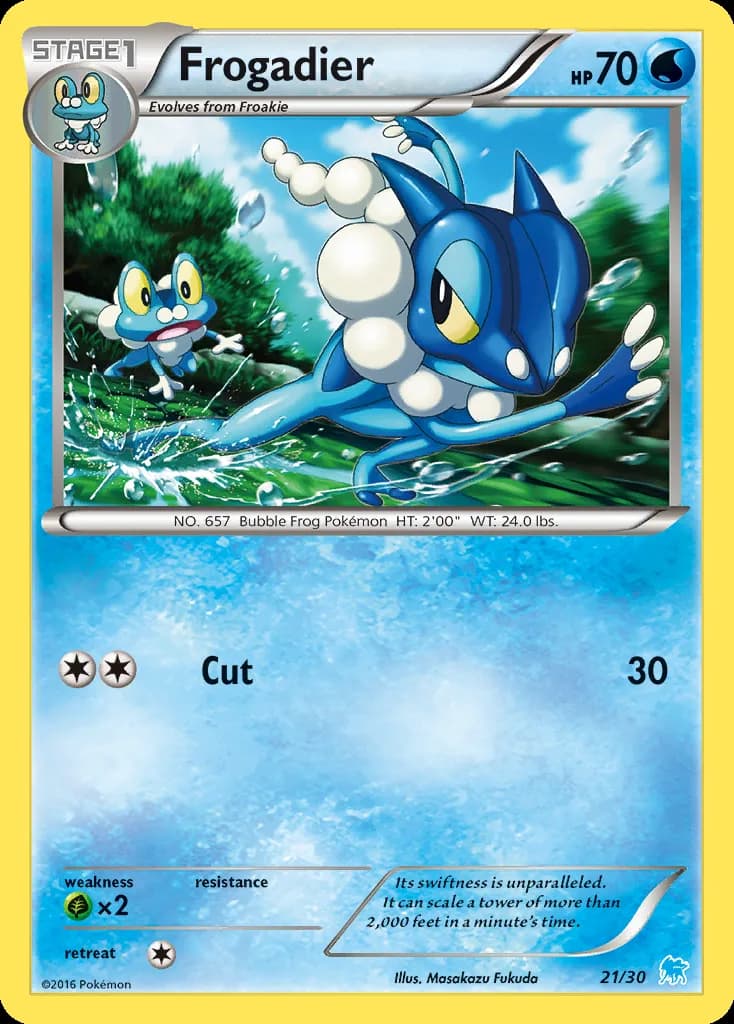 Frogadier, XY trainer Kit (Suicune) 21/30, English card reference; edition and finish may differ