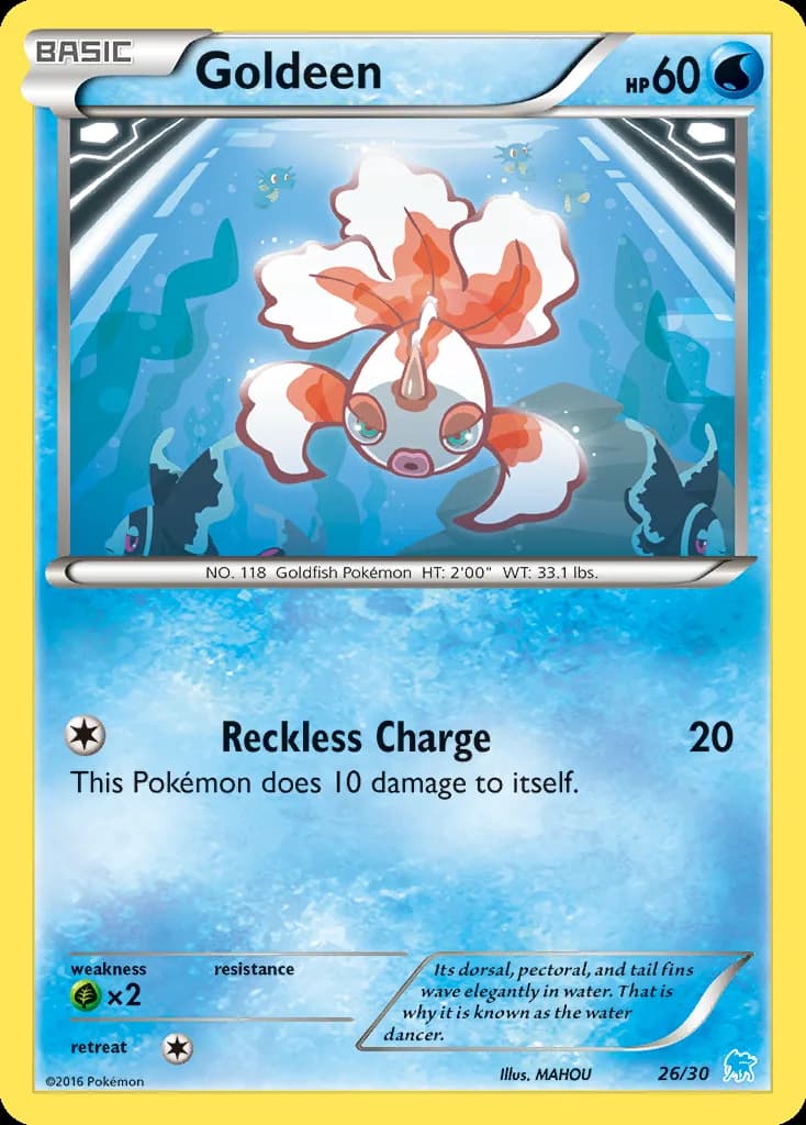 Goldeen, XY trainer Kit (Suicune) 26/30, English card reference; edition and finish may differ