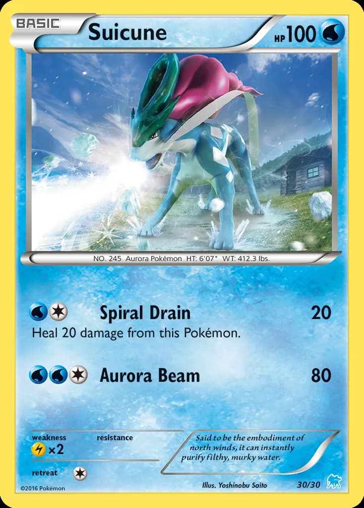 Suicune, XY trainer Kit (Suicune) 30/30, English card reference; edition and finish may differ