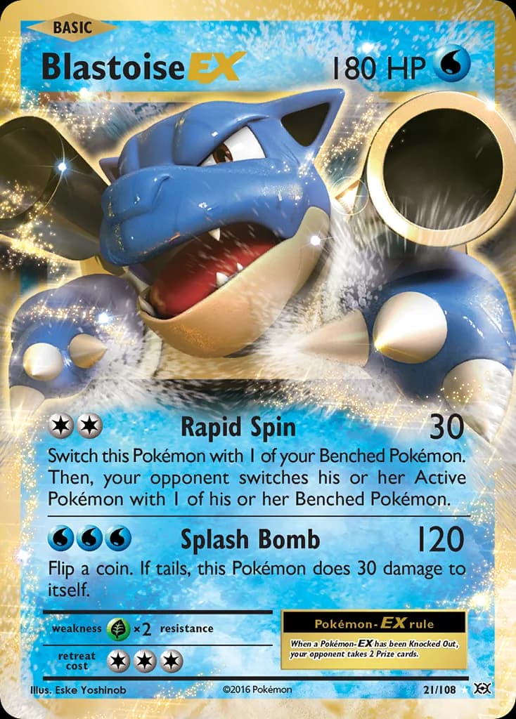 Evolutions Blastoise-EX card front, 21/108