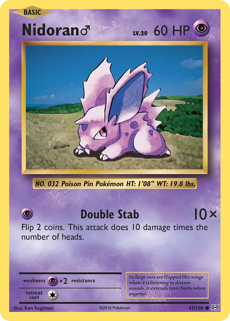 Evolutions Nidoran ♂ card front, 43/108