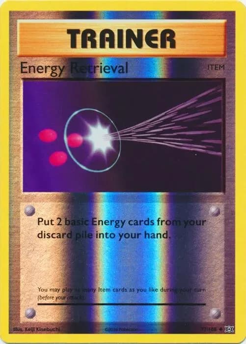 Energy Retrieval reverse holo card front, Evolutions 77/108