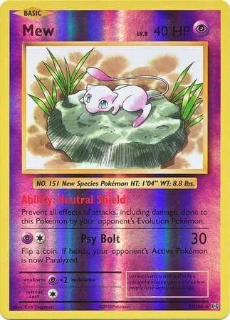 Mew reverse holo card front, Evolutions 53/108