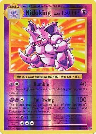 Nidoking reverse holo card front, Evolutions 45/108