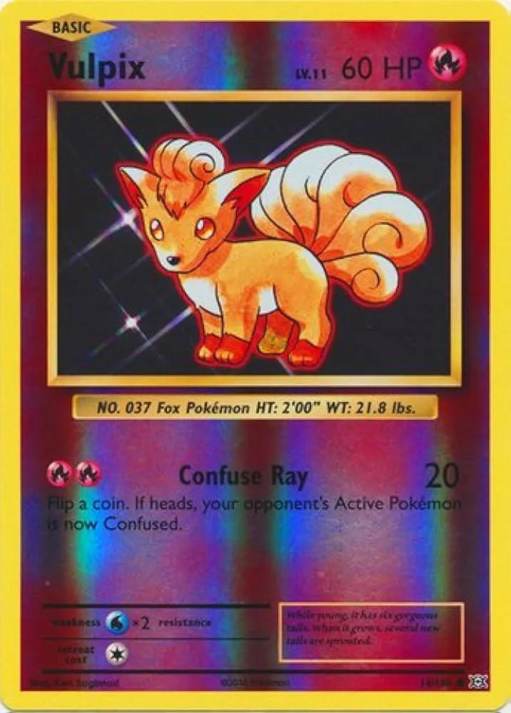 Vulpix reverse holo card front, Evolutions 14/108