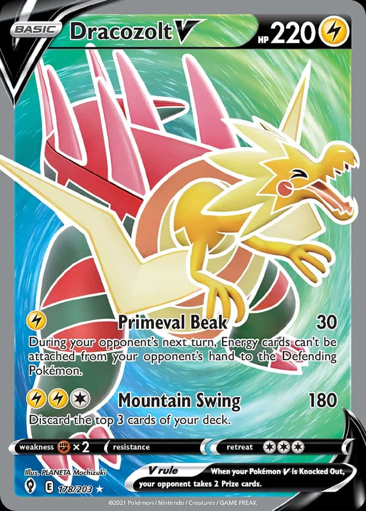 Evolving Skies Dracozolt V card front, 178/203