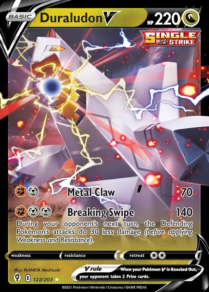 Evolving Skies Duraludon V card front, 122/203