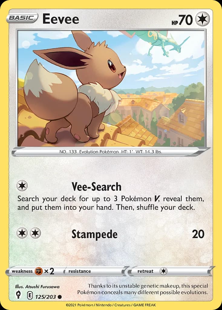 Evolving Skies Eevee card front, 125/203