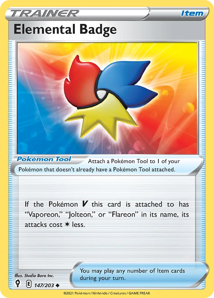 Evolving Skies Elemental Badge card front, 147/203