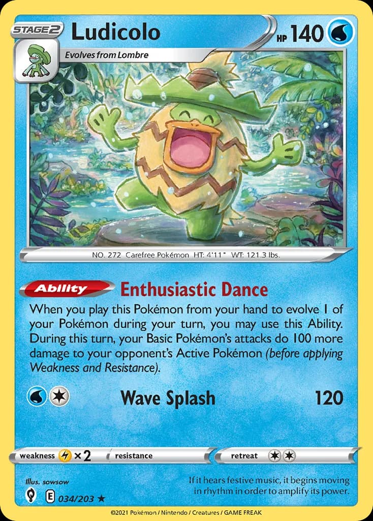 Evolving Skies Ludicolo card front, 34/203