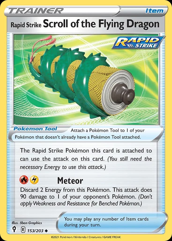 Evolving Skies Rapid Strike Scroll of the Flying Dragon card front, 153/203