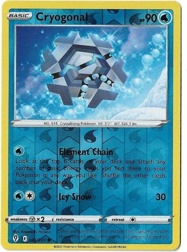 Cryogonal reverse holo card front, Evolving Skies 43/203