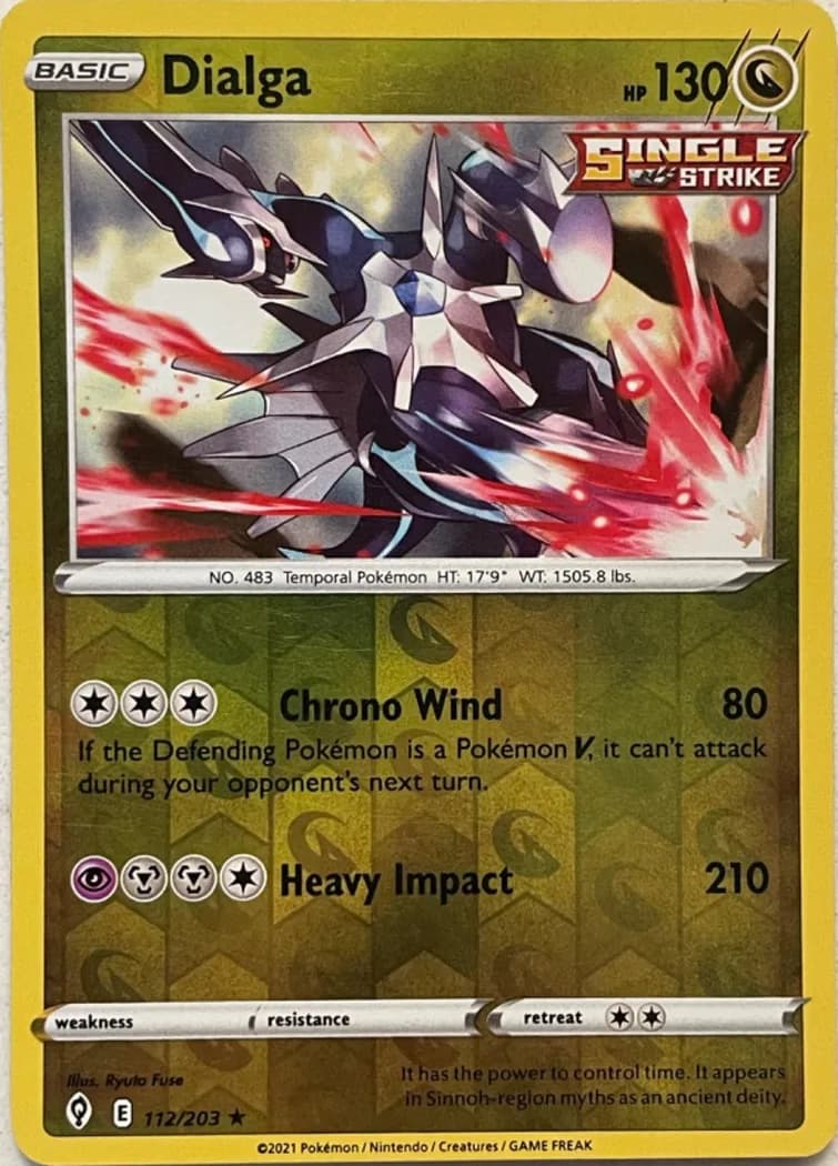 Dialga reverse holo card front, Evolving Skies 112/203