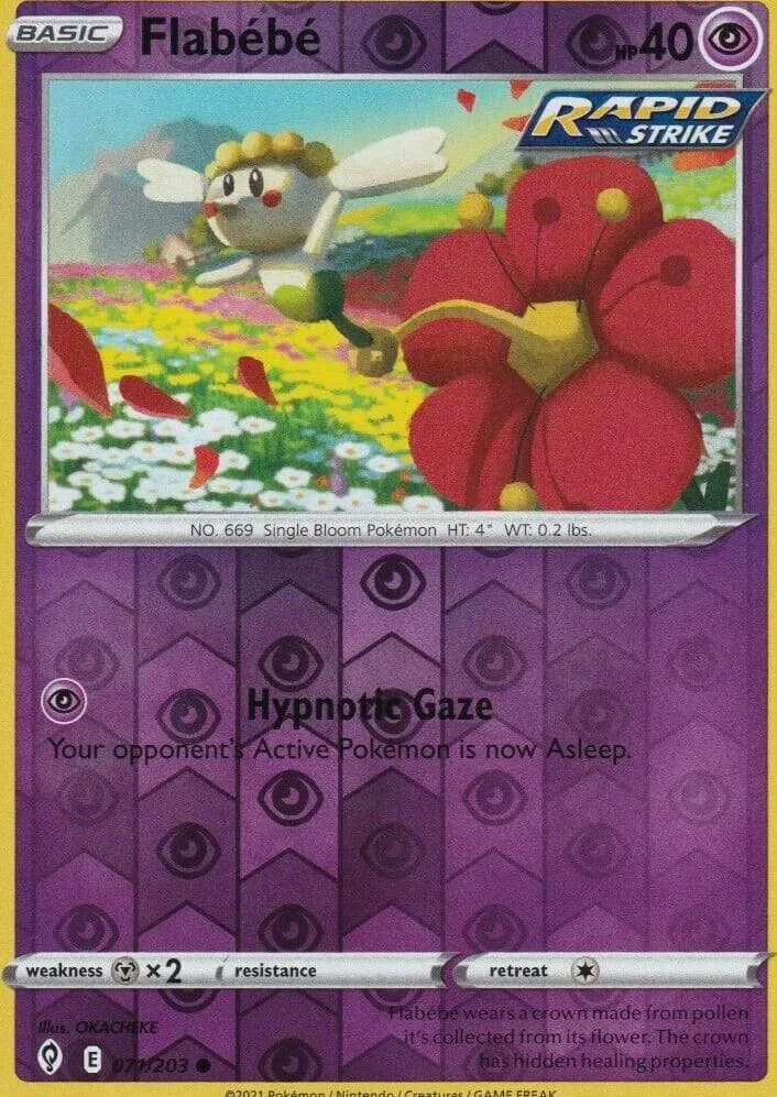 Flabébé reverse holo card front, Evolving Skies 71/203
