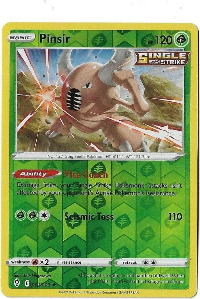 Pinsir reverse holo card front, Evolving Skies 1/203
