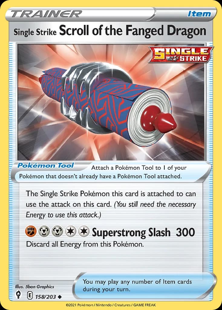 Evolving Skies Single Strike Scroll of the Fanged Dragon card front, 158/203