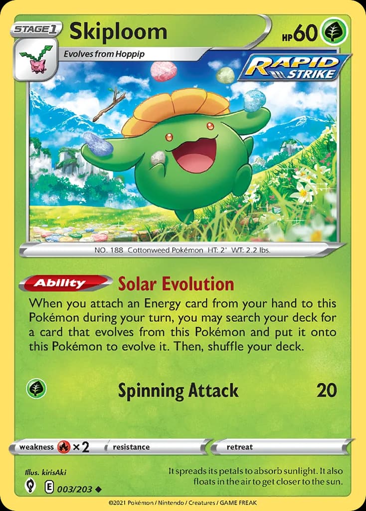 Evolving Skies Skiploom card front, 3/203