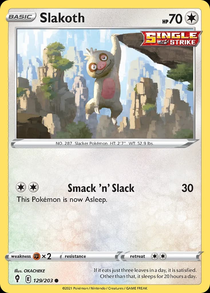 Evolving Skies Slakoth card front, 129/203