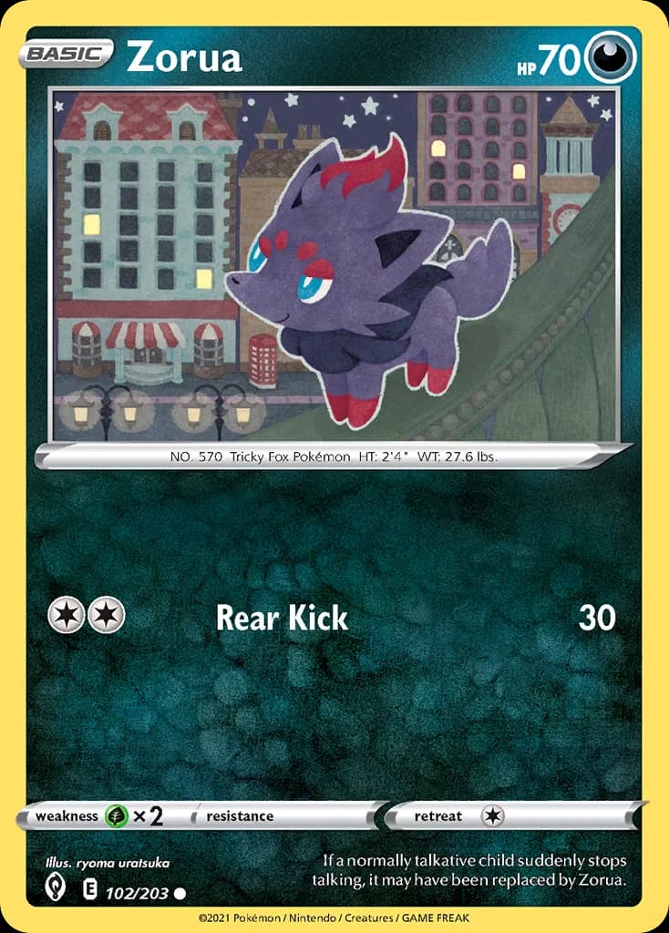 Evolving Skies Zorua card front, 102/203