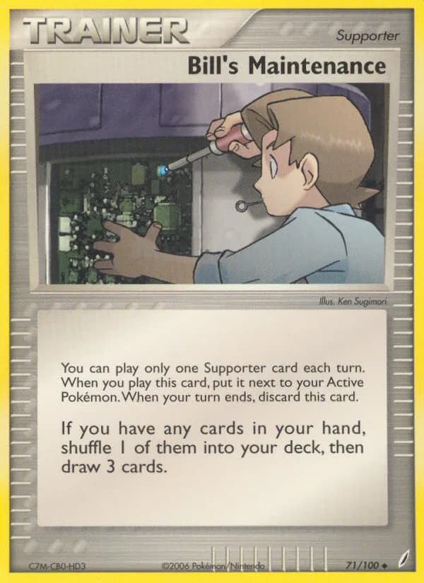 Bill's Maintenance card front, EX Crystal Guardians 71/100
