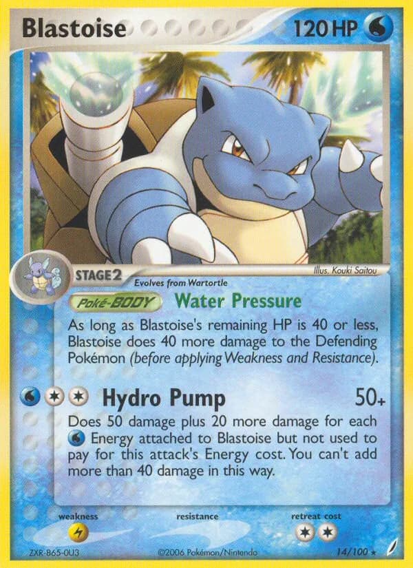 Blastoise card front, EX Crystal Guardians 14/100