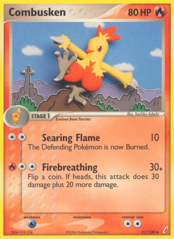 Combusken card front, EX Crystal Guardians 31/100