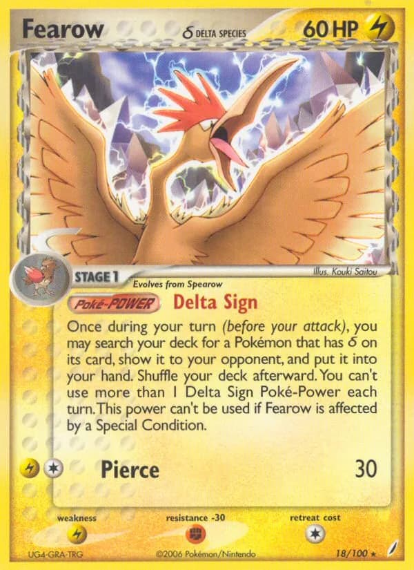 Fearow δ card front, EX Crystal Guardians 18/100