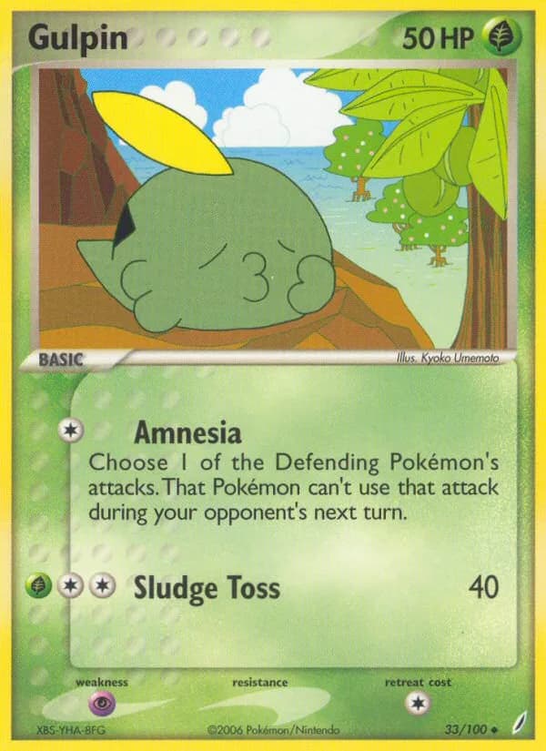 Gulpin card front, EX Crystal Guardians 33/100