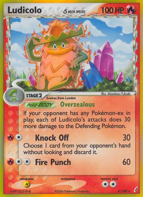 Ludicolo δ card front, EX Crystal Guardians 6/100
