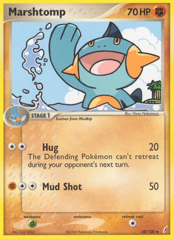 Marshtomp card front, EX Crystal Guardians 38/100