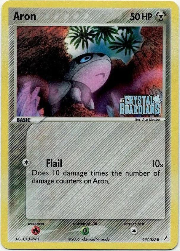 Aron reverse holo card front, EX Crystal Guardians 44/100