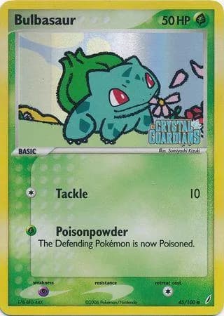 Bulbasaur reverse holo card front, EX Crystal Guardians 45/100