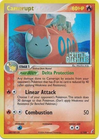 Camerupt reverse holo card front, EX Crystal Guardians 3/100