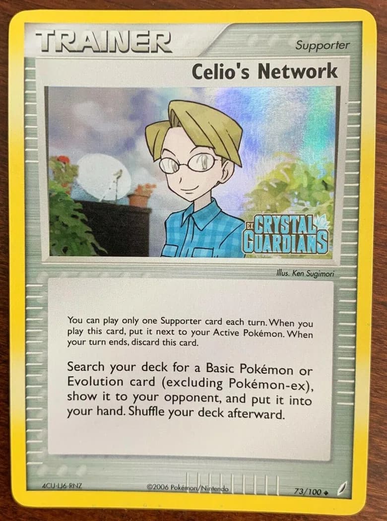 Celio's Network reverse holo card front, EX Crystal Guardians 73/100