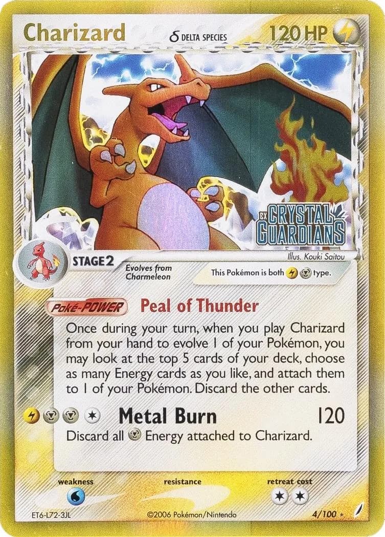 EX Crystal Guardians Charizard delta species reverse holo card front, 4/100