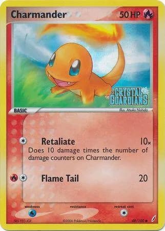 Charmander reverse holo card front, EX Crystal Guardians 48/100