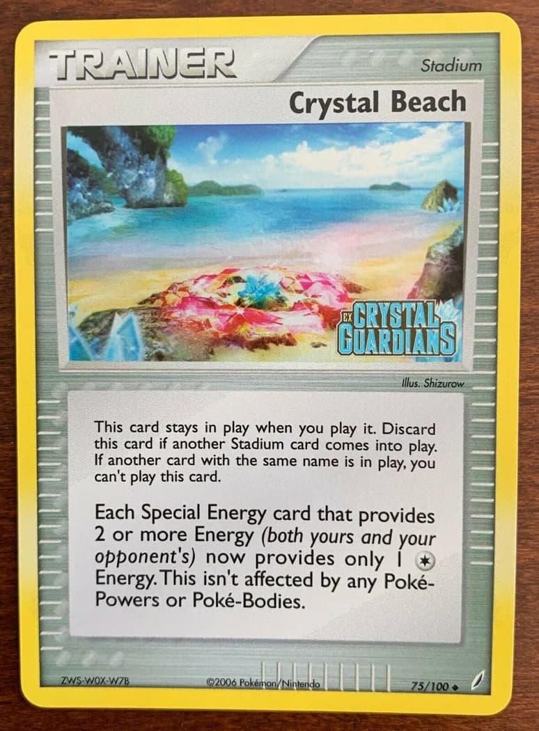 Crystal Beach reverse holo card front, EX Crystal Guardians 75/100