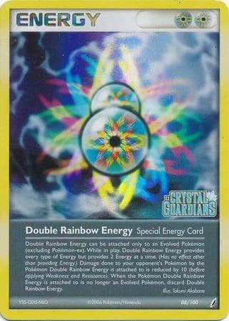 Double Rainbow Energy reverse holo card front, EX Crystal Guardians 88/100