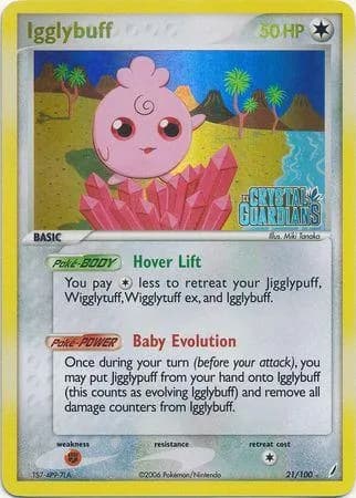 Igglybuff reverse holo card front, EX Crystal Guardians 21/100