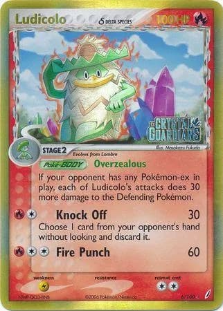 Ludicolo δ reverse holo card front, EX Crystal Guardians 6/100